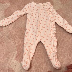 First Impressions Pink and White Footies One Piece